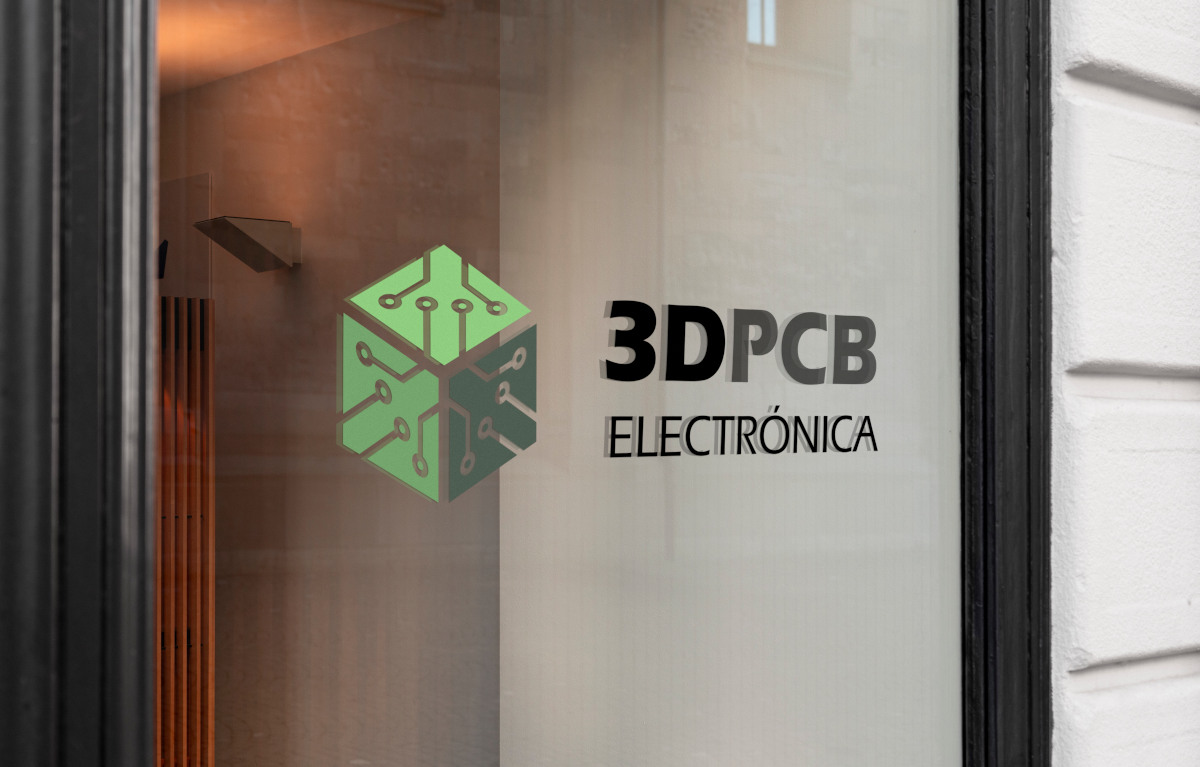diseño logotipo vinilo puerta cristal 3dpcb electrónica