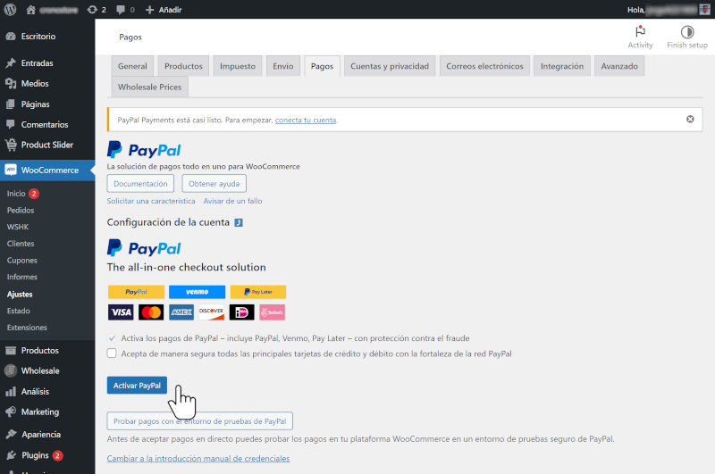 Cómo configurar PayPal en WooCommerce 3