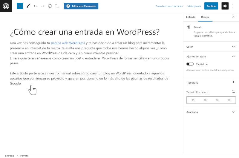 como crear una entrada en wordpress 4