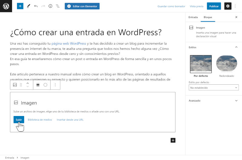 como crear una entrada en wordpress 5