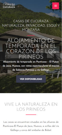 Diseño web multilingüe de Casas de Cucuraza en smartphone mostrando navegación y usabilidad
